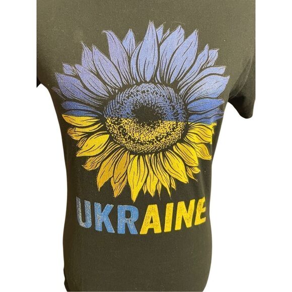 Ukraine Port Authority Women’s Black Short Sleeve 100% Cotton Graphic T-Shirt Si - Picture 2 of 6